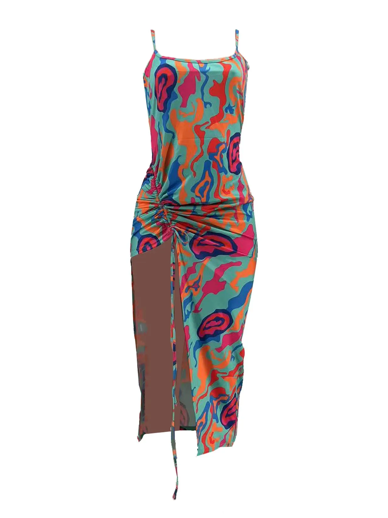 MB FASHION PRINTED SPAGHETTI STRAP DRESS 202348 PRE-ORDER
