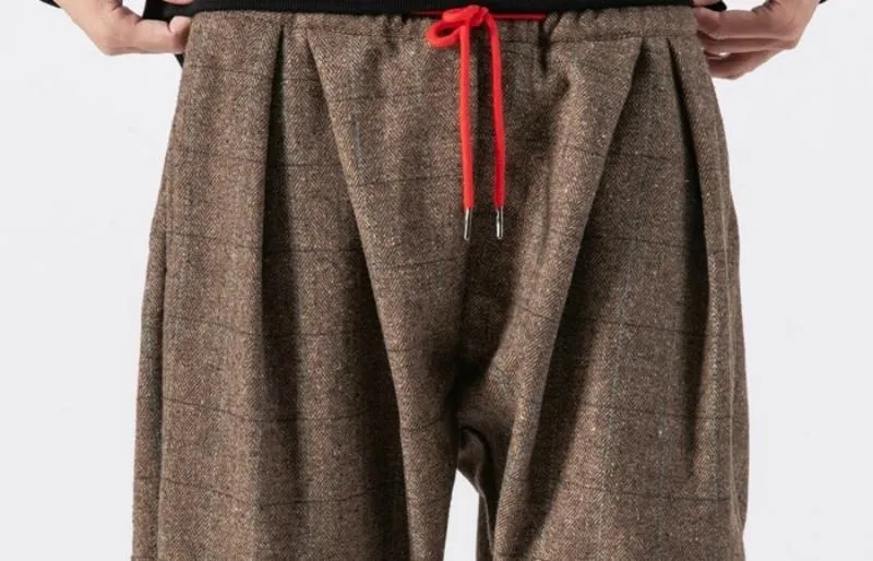Men's Plaid Woolen Joggers