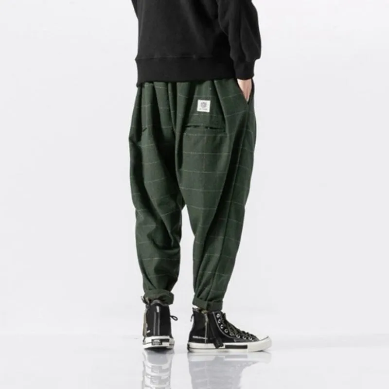 Men's Plaid Woolen Joggers