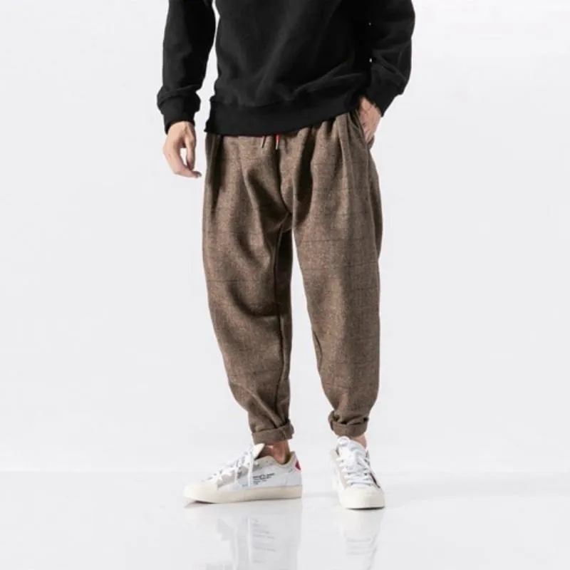 Men's Plaid Woolen Joggers