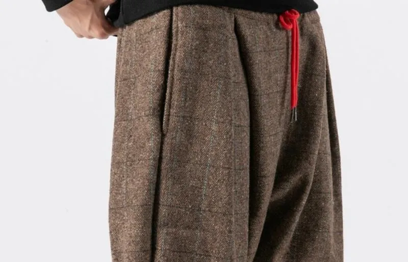Men's Plaid Woolen Joggers
