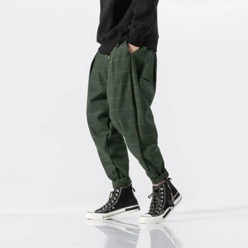 Men's Plaid Woolen Joggers