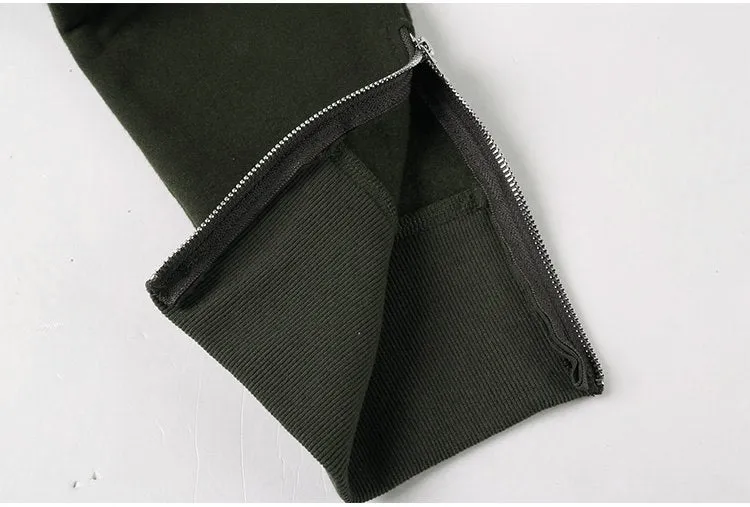 Men's Spring/Autumn Elastic Waist Cotton Joggers With Decorative Zippers