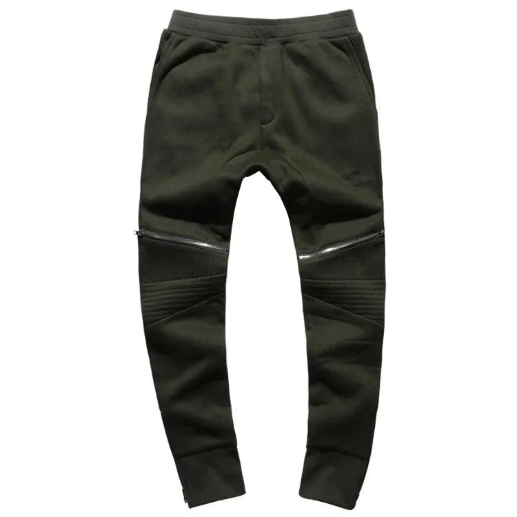 Men's Spring/Autumn Elastic Waist Cotton Joggers With Decorative Zippers
