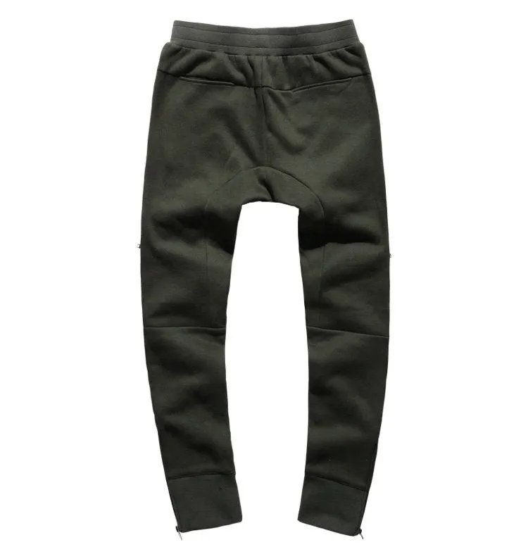 Men's Spring/Autumn Elastic Waist Cotton Joggers With Decorative Zippers