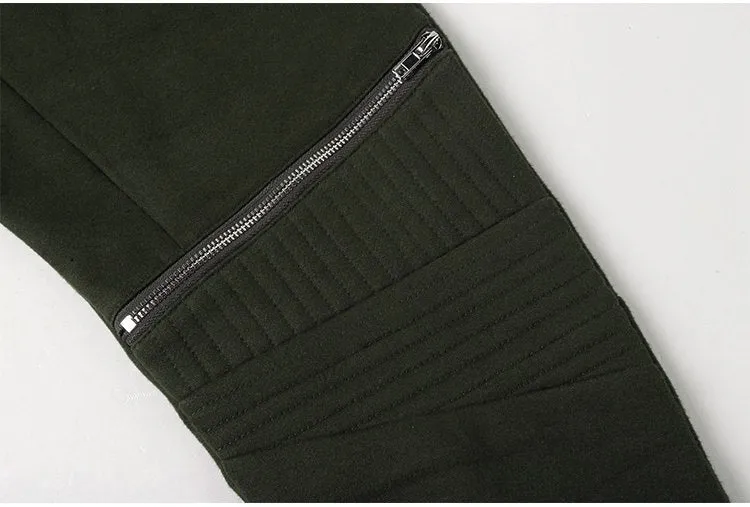 Men's Spring/Autumn Elastic Waist Cotton Joggers With Decorative Zippers