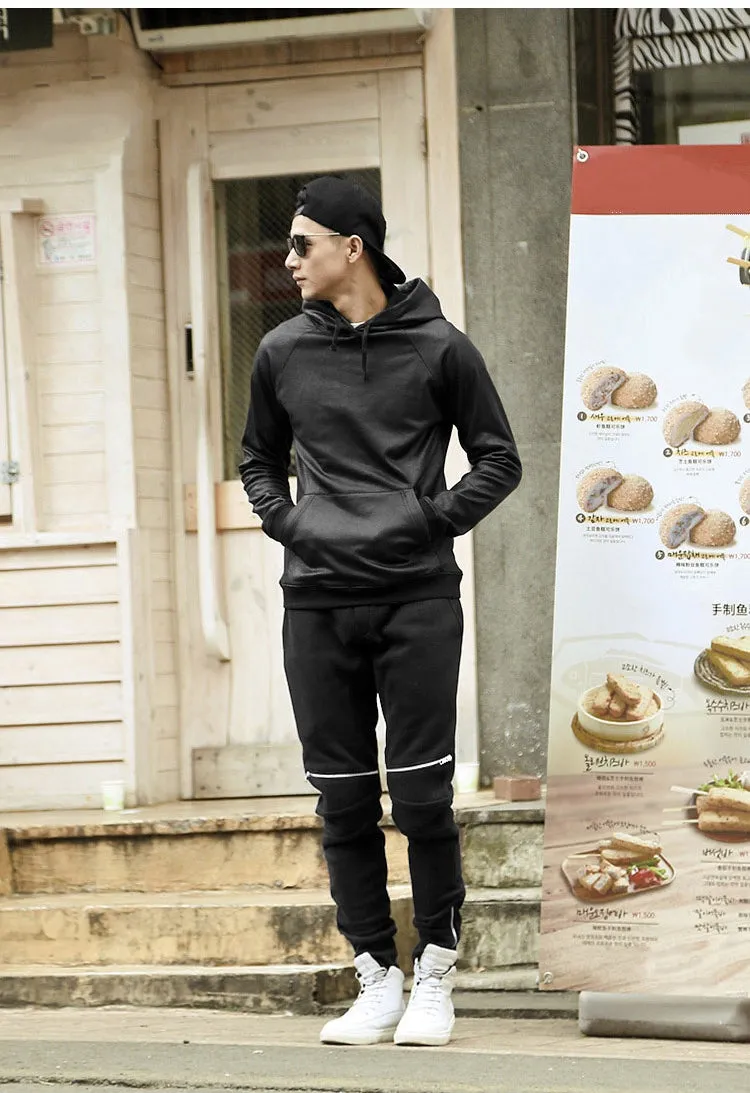 Men's Spring/Autumn Elastic Waist Cotton Joggers With Decorative Zippers