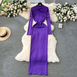 Mesh Patchwork Slim-fit Knitted Dress