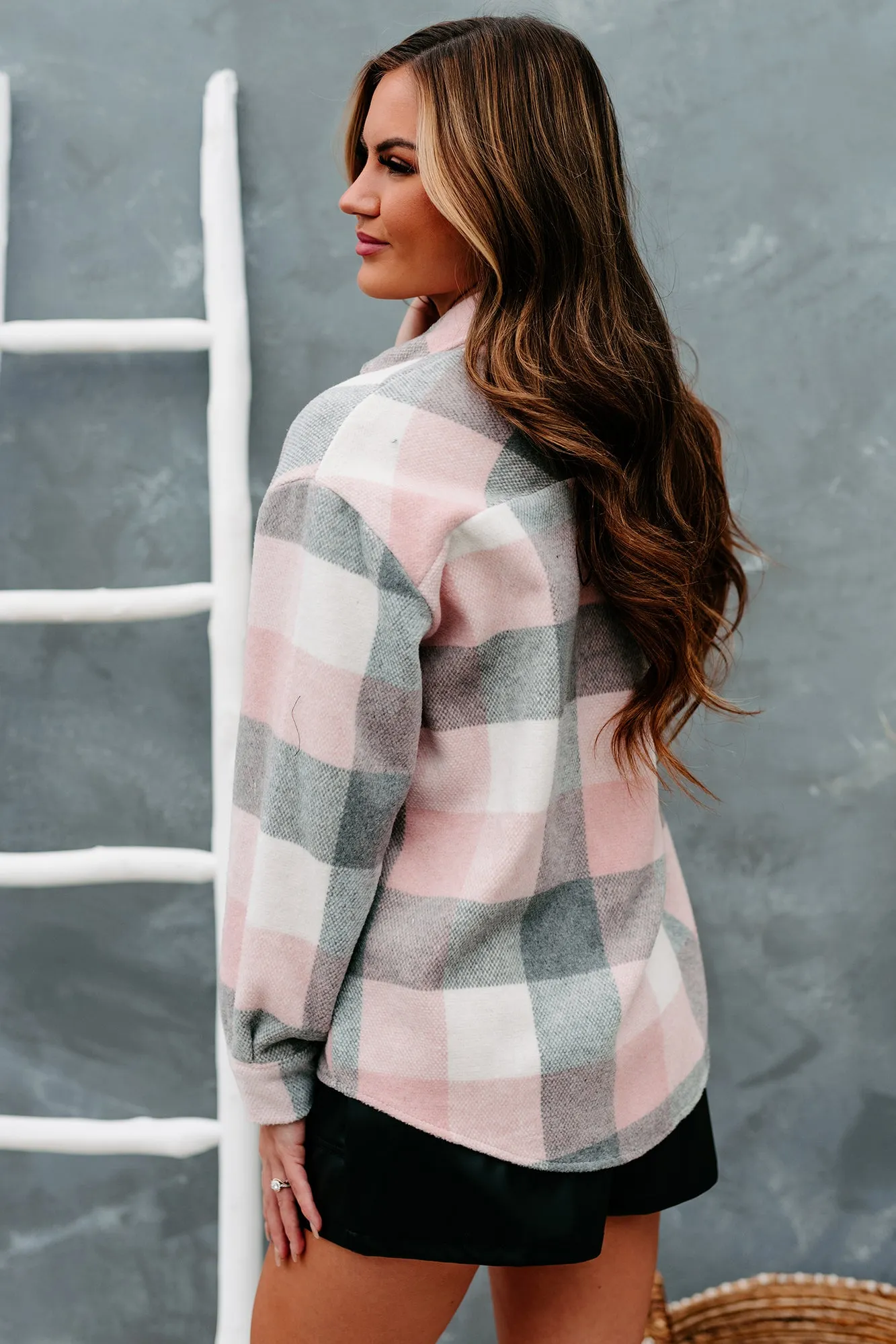 Midnight Bonfires Plaid Shacket (Baby Pink)