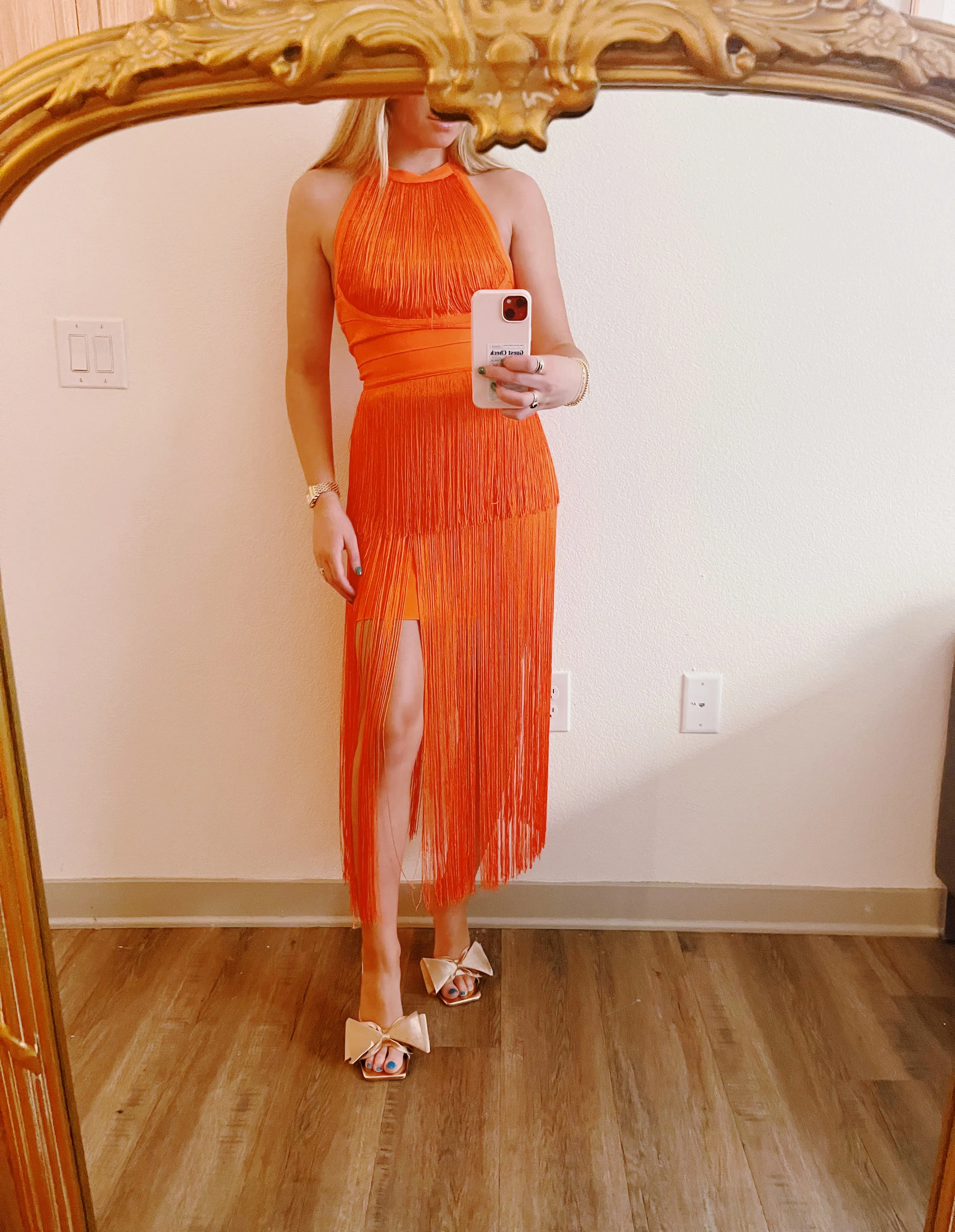 Milly Fringe Dress - Orange