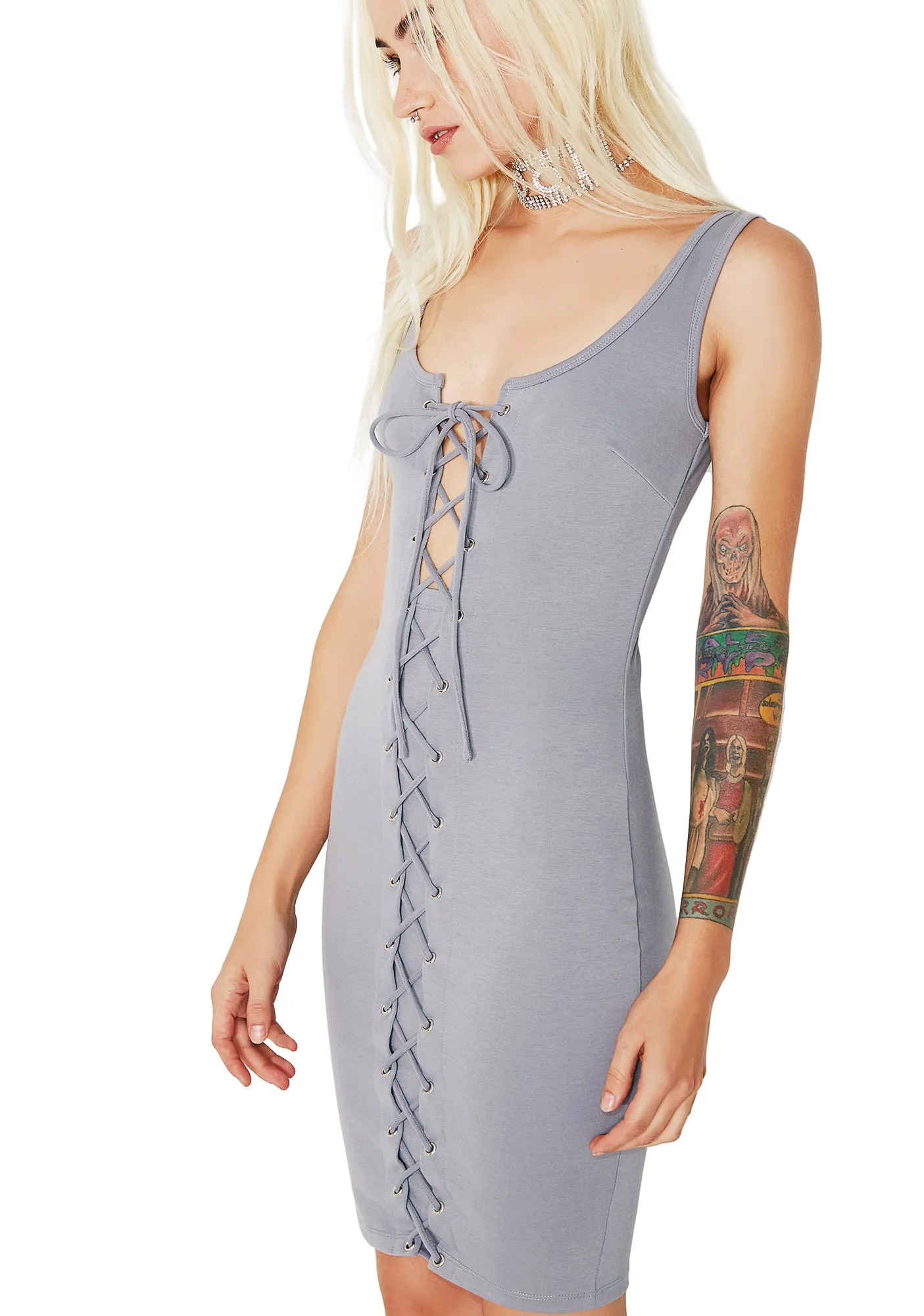 Misty-Eyed Lace-Up Dress