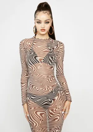 Mocha Surreal Sass Mesh Maxi Dress