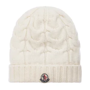 Moncler Cable Knit Hat Ivory