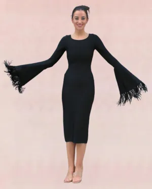 Mystique Bodycon Midi Dress - Black