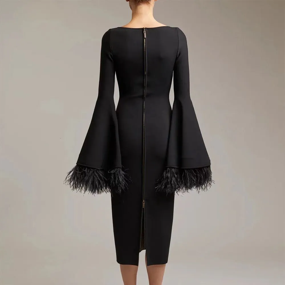 Mystique Bodycon Midi Dress - Black