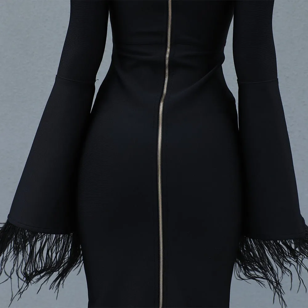 Mystique Bodycon Midi Dress - Black