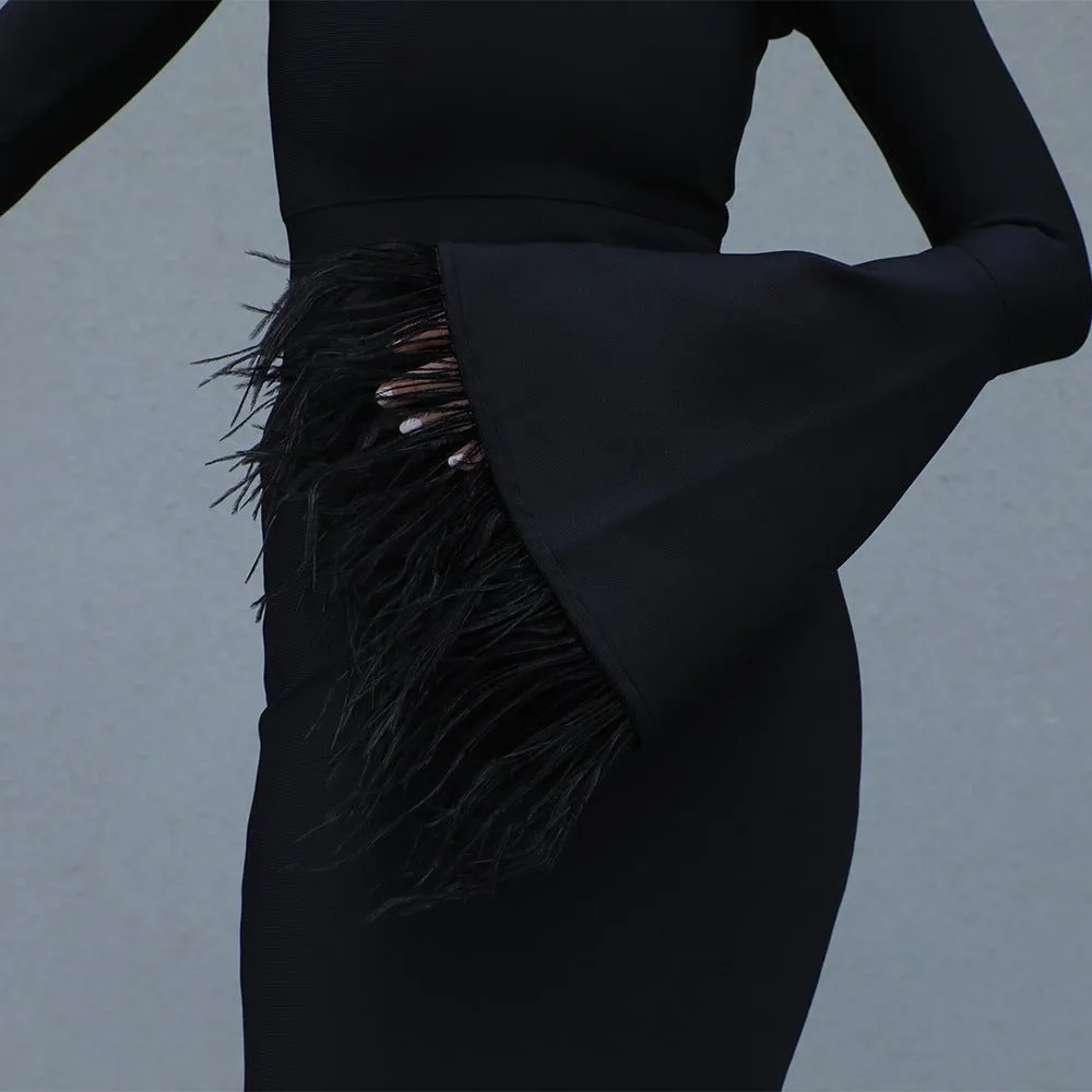 Mystique Bodycon Midi Dress - Black