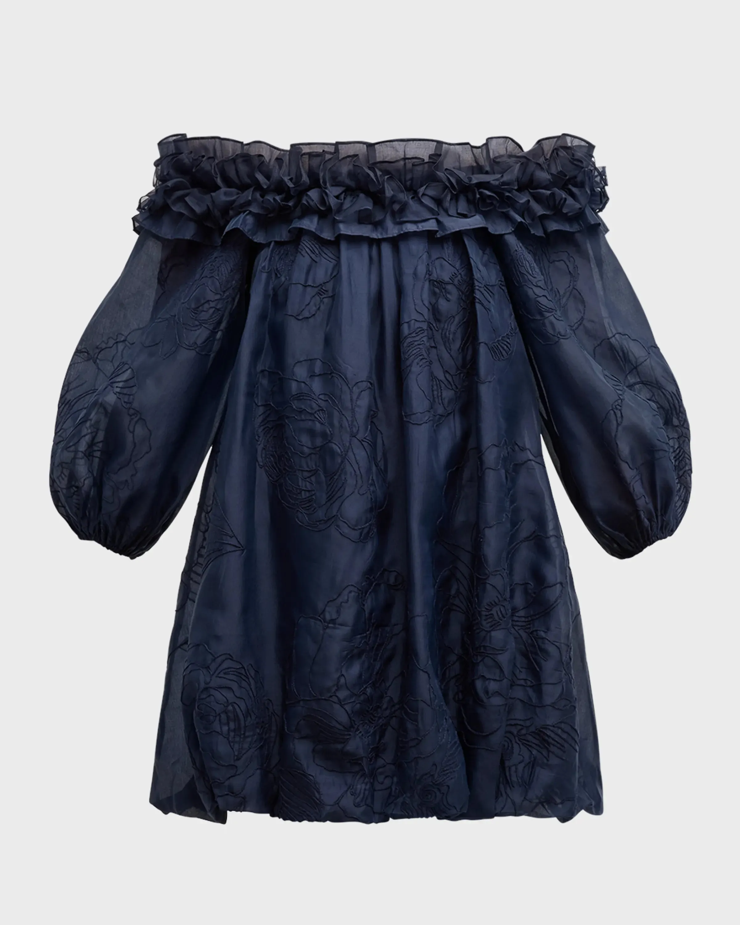 Nava Embroidered Organza Mini Dress | Navy