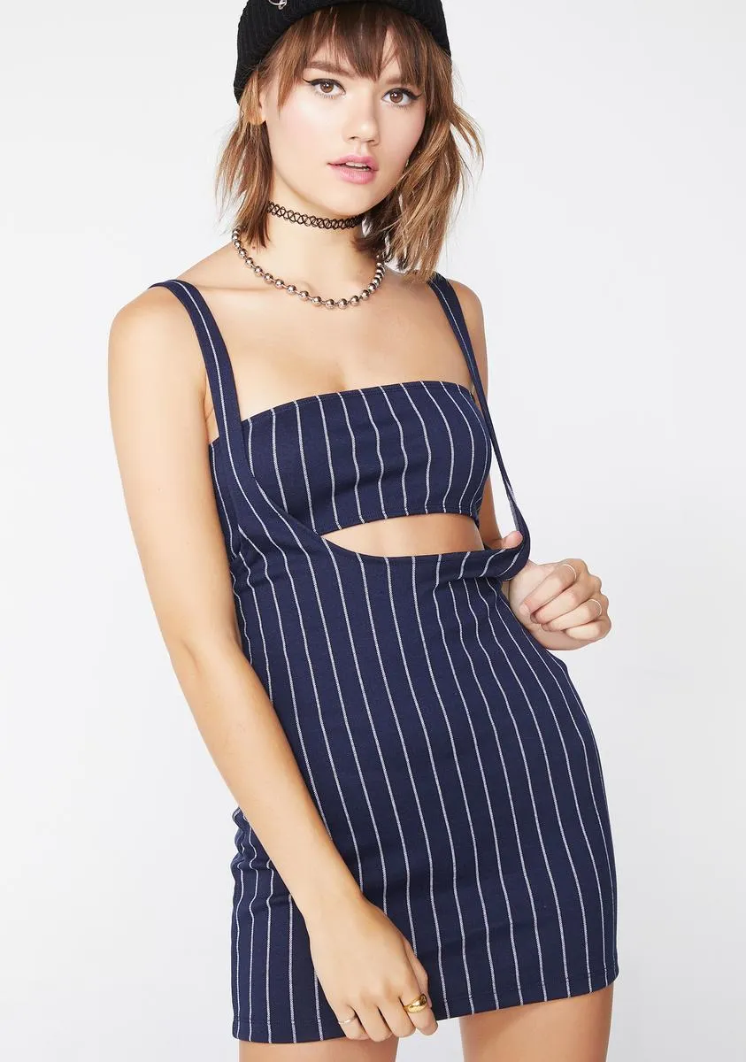 Navy Pinstripe Petra Mini Dress