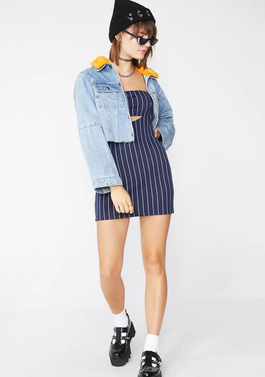 Navy Pinstripe Petra Mini Dress