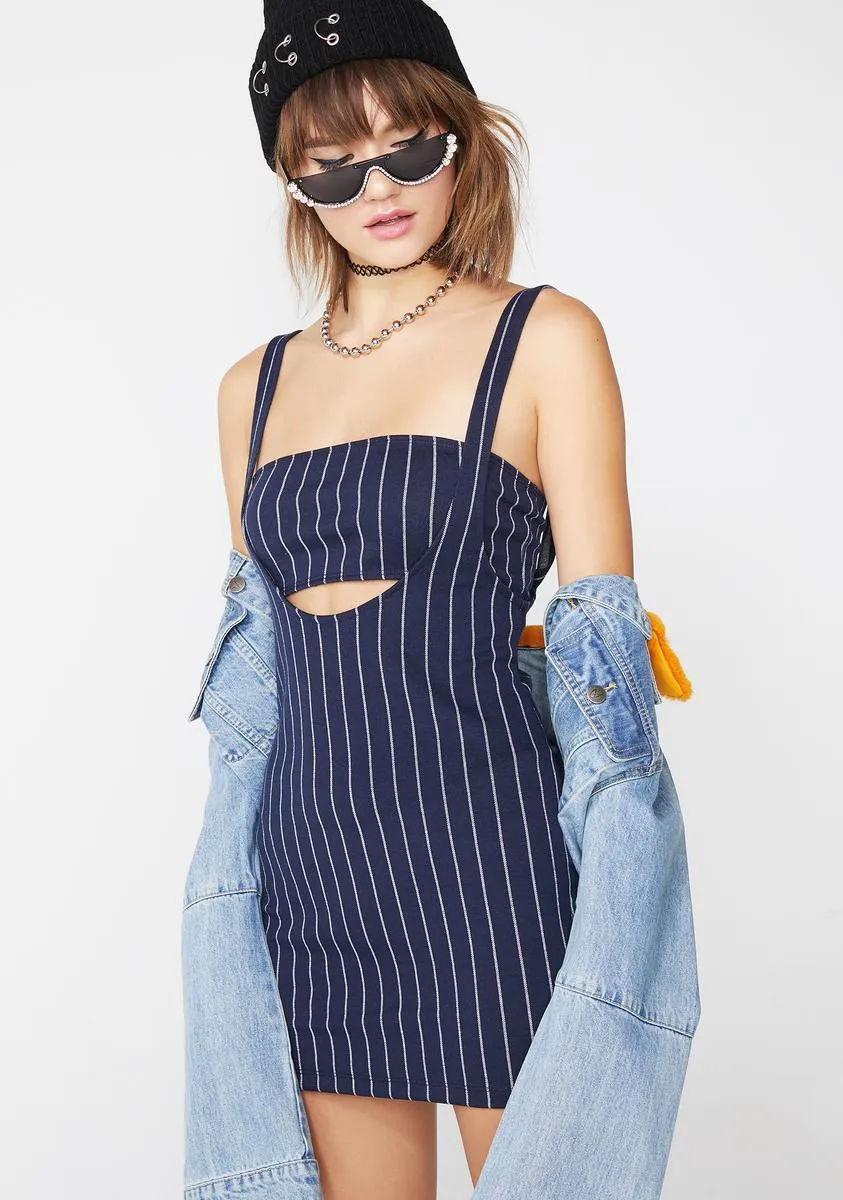 Navy Pinstripe Petra Mini Dress