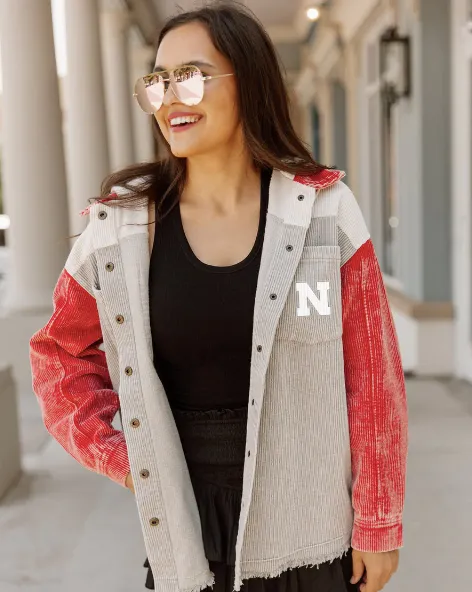 Nebraska Waiting Game Colorblock Shacket