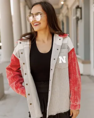Nebraska Waiting Game Colorblock Shacket