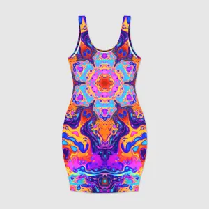 NEON FLOW FLOWER Bodycon Dress