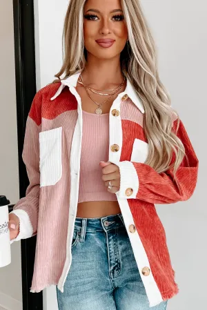 No Bad Vibes Colorblock Corduroy Shacket (Mauve)