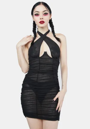 No Love Lost Mesh Halter Dress