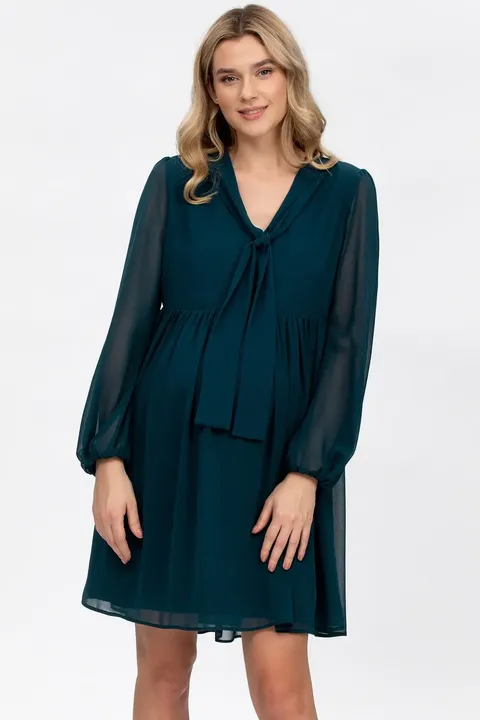 Nova Green Maternity and Nursing Dress in Chiffon