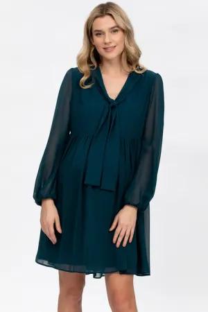 Nova Green Maternity and Nursing Dress in Chiffon
