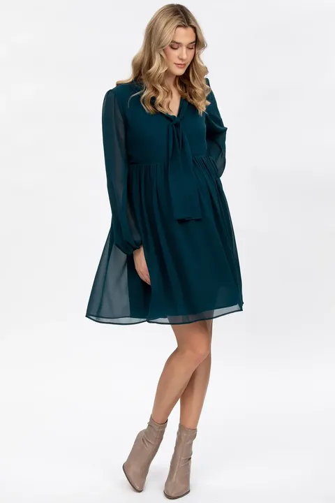 Nova Green Maternity and Nursing Dress in Chiffon