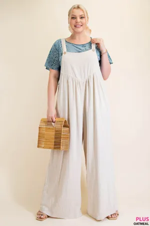 Oatmeal Wide Leg Overall Jumpsuit