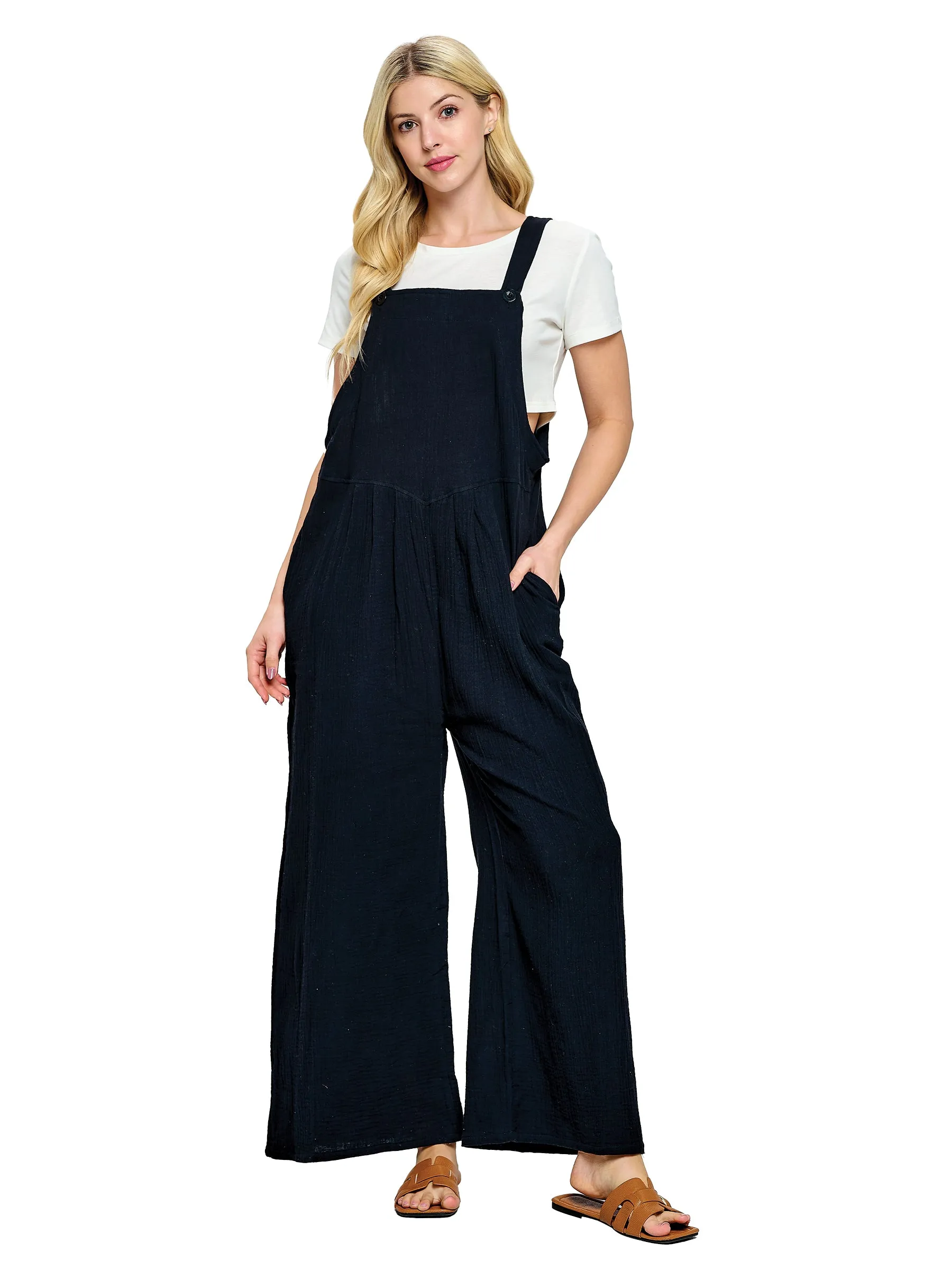 Overall Boho Casual Crinkle Cotton