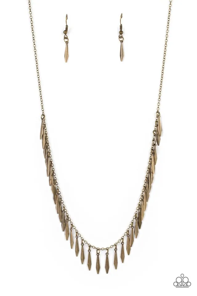 Paparazzi Necklace ~ Striking Sheen - Brass