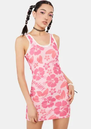 Pink Hibiscus Mini Dress
