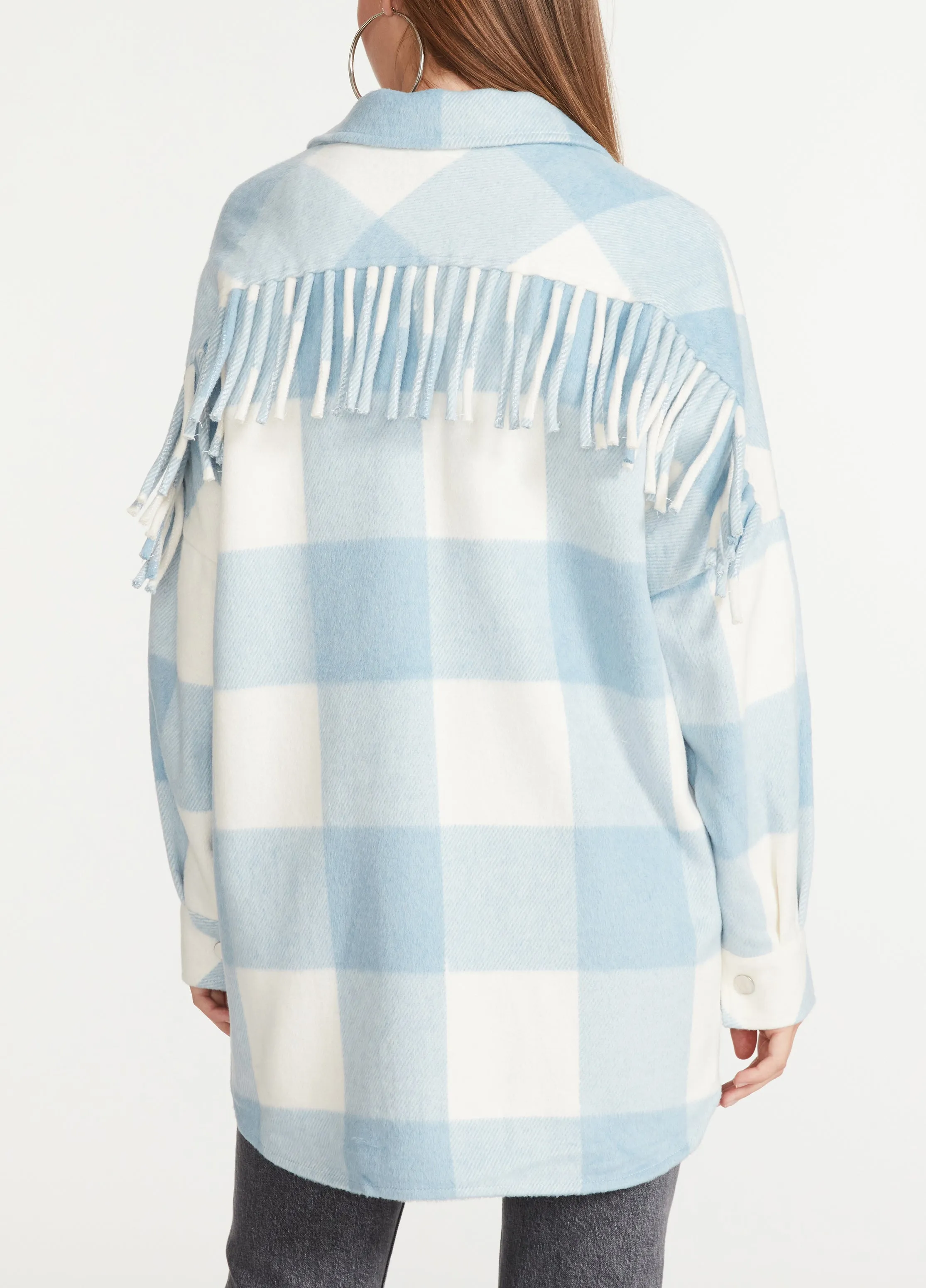 Plaid Fringe Jacket