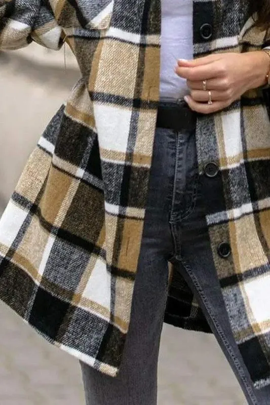PLAID PRINT BUTTON FRONT SHACKET