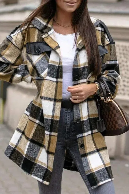PLAID PRINT BUTTON FRONT SHACKET