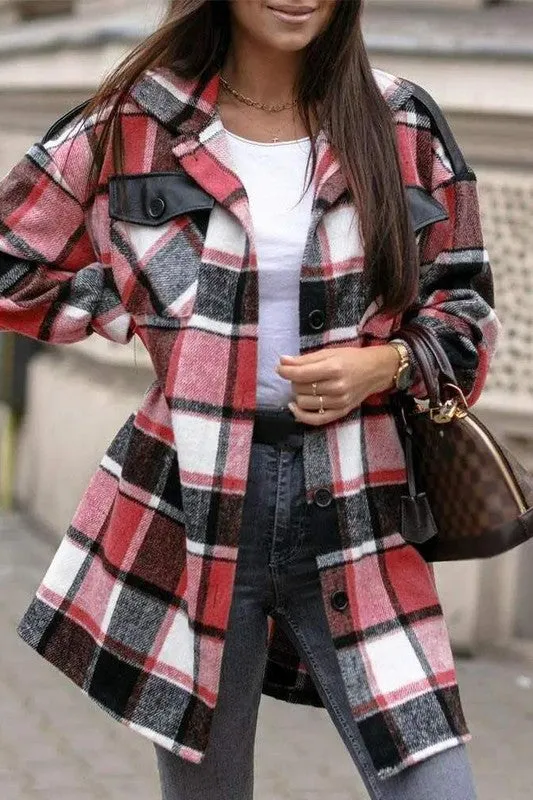 PLAID PRINT BUTTON FRONT SHACKET
