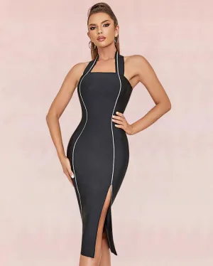 Plum Bodycon Midi Dress - Black