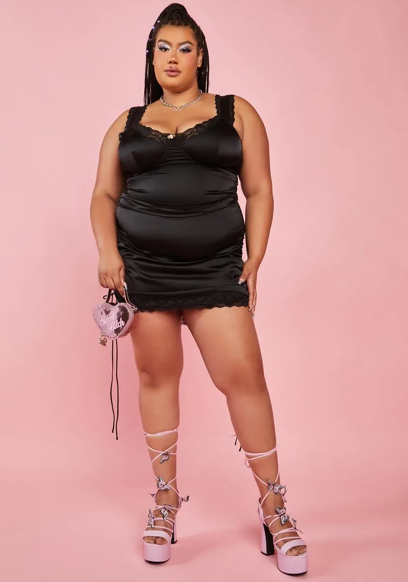 Plus Come Up Front Satin Mini Dress