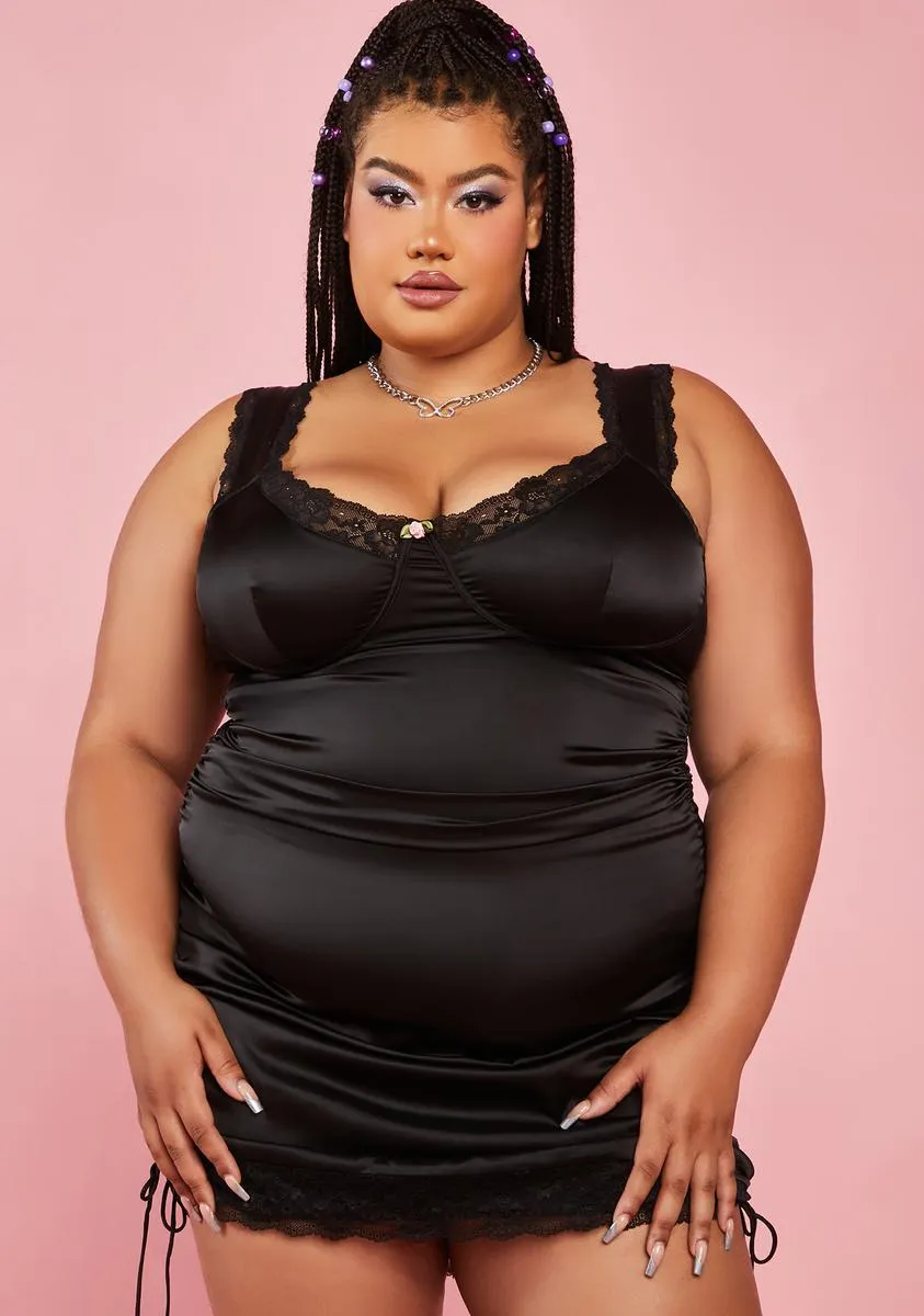 Plus Come Up Front Satin Mini Dress