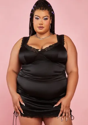 Plus Come Up Front Satin Mini Dress