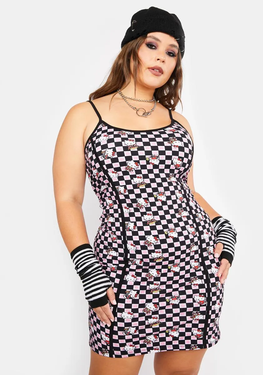 Plus Hello Kitty Checkered Mini Dress