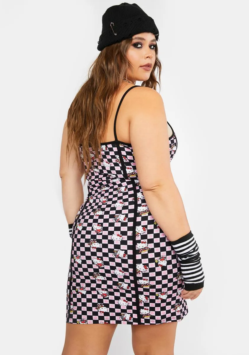 Plus Hello Kitty Checkered Mini Dress