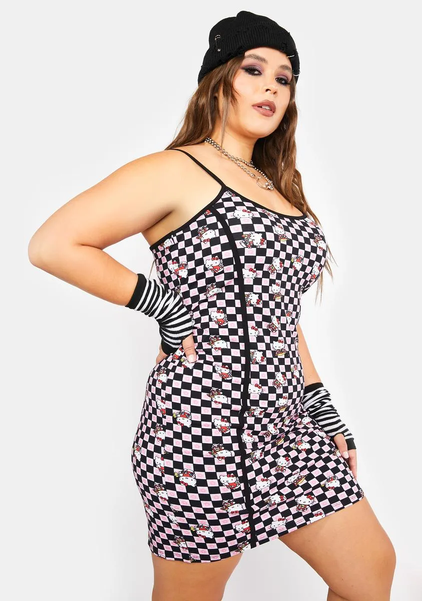 Plus Hello Kitty Checkered Mini Dress