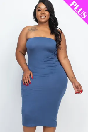 Plus Size Blue Haze Sexy Basic Sleeveless Tube Bodycon Dress