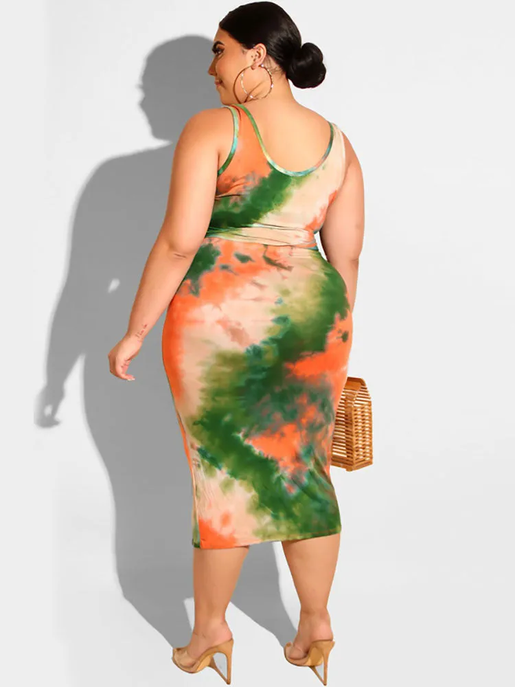 Plus Size Two Piece Tank Top & Midi Dress Outfits